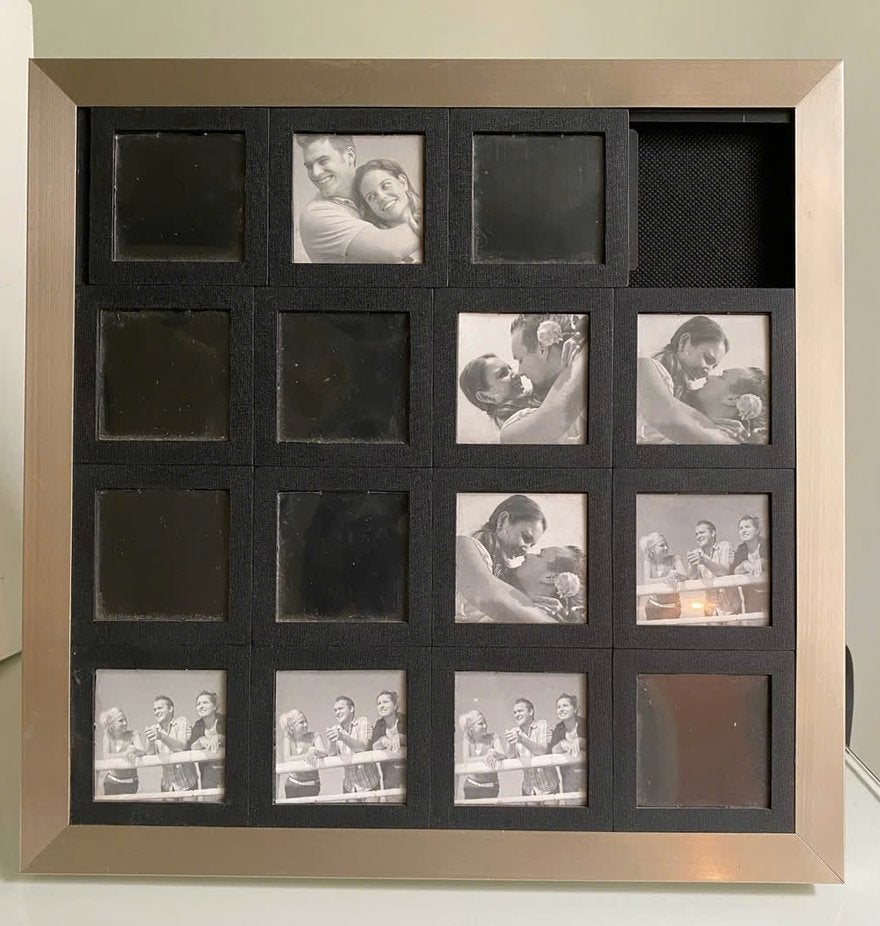 Fotolijst voor 15 kleine foto's (verschuifbaar in lijst), Zilver, Hangend, Metaal, Overige typen