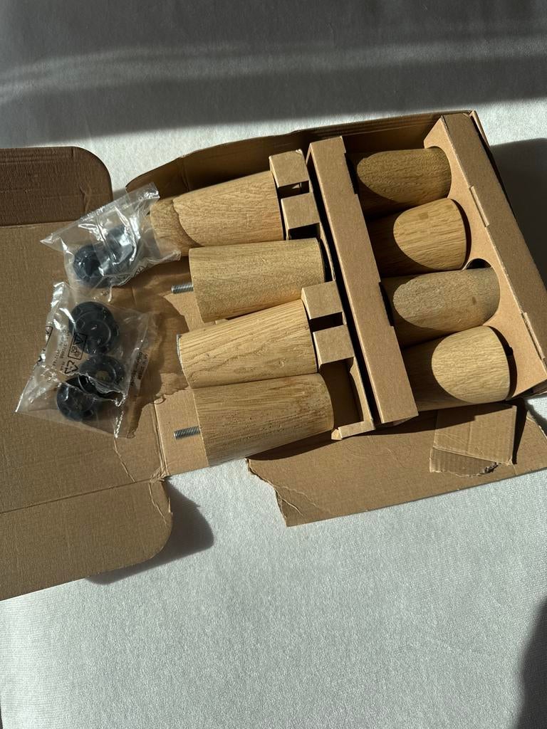 IKEA BRYNILEN bedpoten 10 cm - set van 8, Beige, Ophalen of Verzenden, Hout, Nieuw