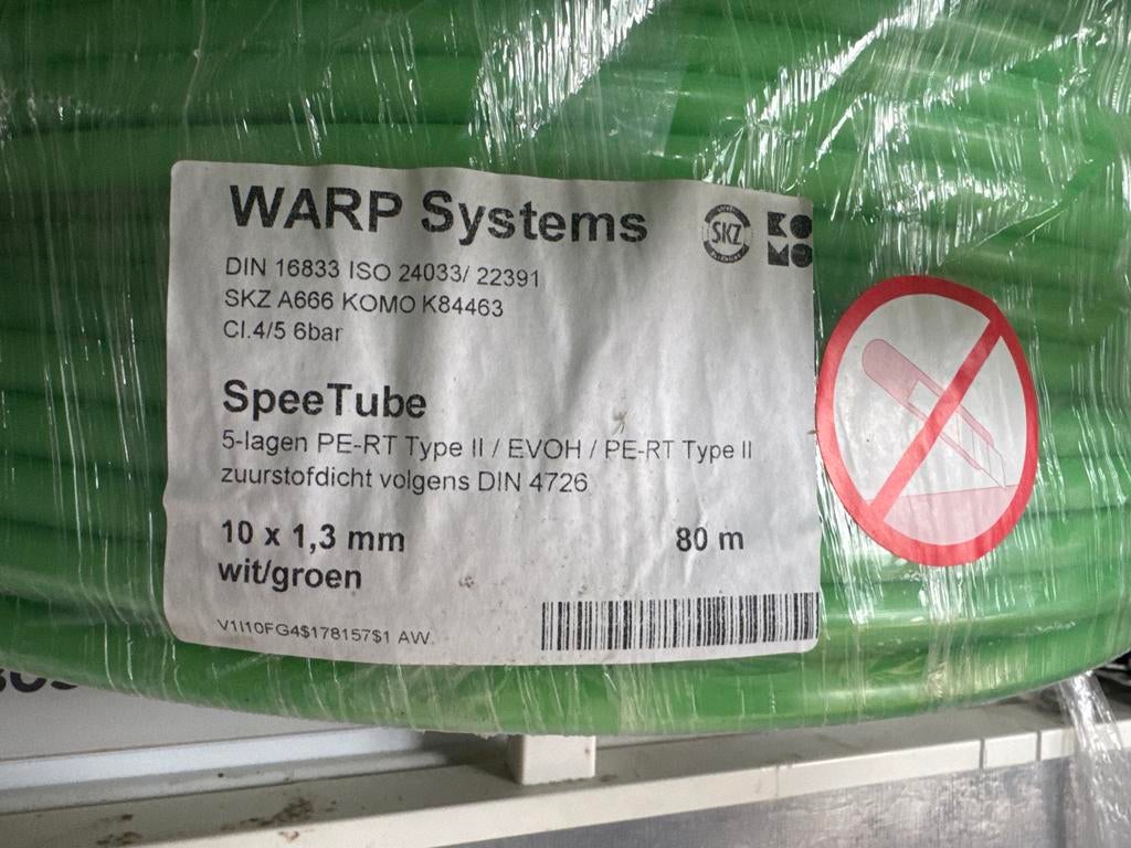WARP Systems SpeeTube vloerverwarmingsbuis 10x1.3mm 80m, Ophalen, Overige materialen, Minder dan 20 mm, 6 meter of meer