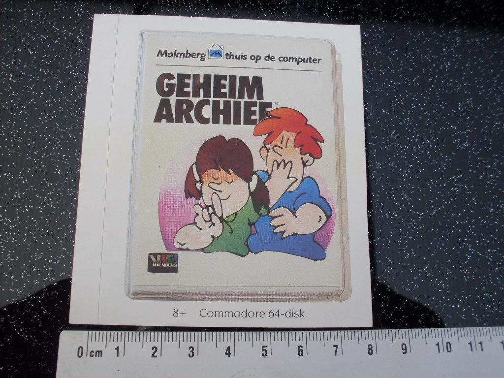 sticker malmberg geheim archief commodore 64-disk, Verzamelen, Verzenden, Zo goed als nieuw, Merk