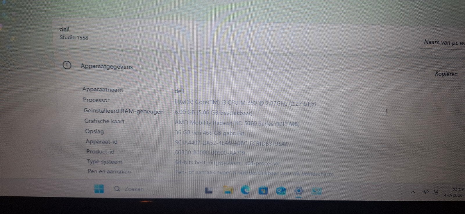 Dell Studio 1558 Laptop - Intel Core i3, 6GB RAM, Ophalen of Verzenden, Gebruikt, 15 inch, 2 tot 3 Ghz