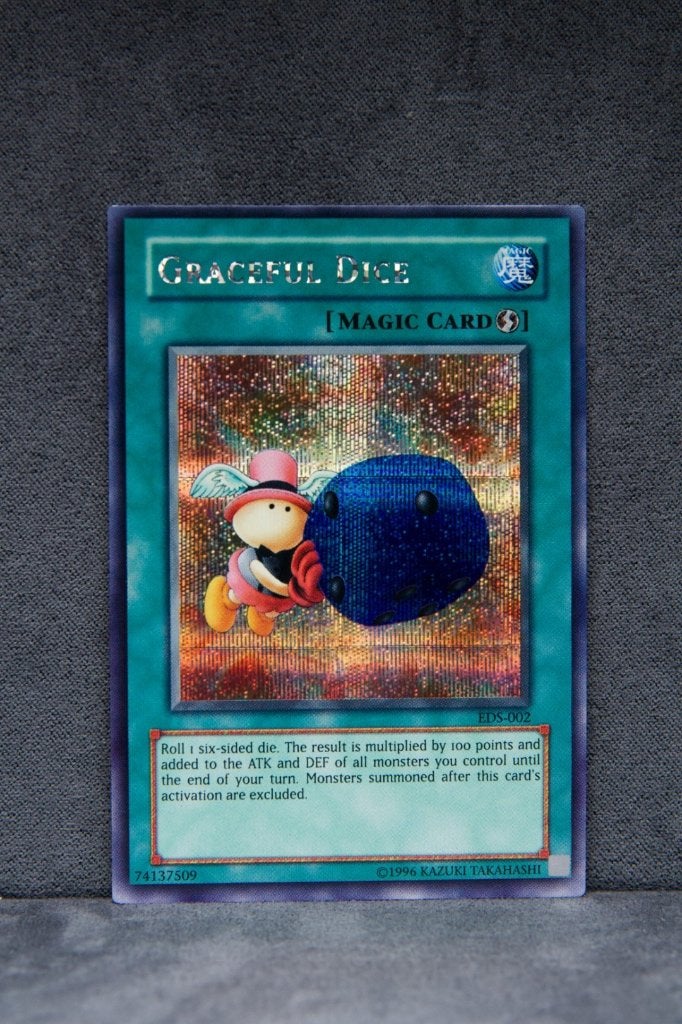 Yu-Gi-Oh! Graceful Dice EDS-002 Secret Rare NM, Ophalen of Verzenden, Zo goed als nieuw, Losse kaart, Foil