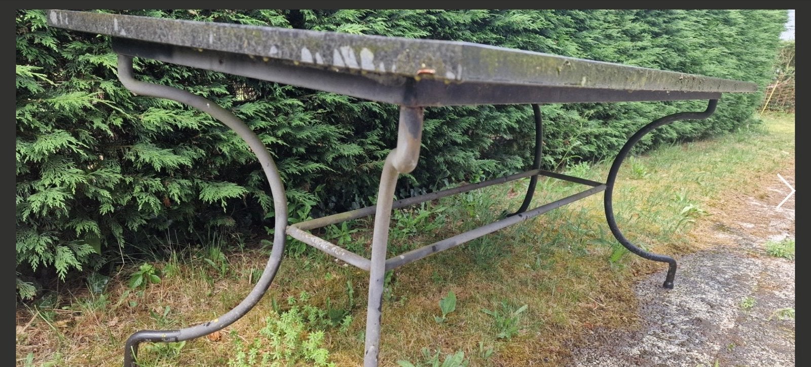 Robuuste tuintafel met granieten blad, Tuin en Terras, Ophalen, Gebruikt, Rechthoekig, Metaal