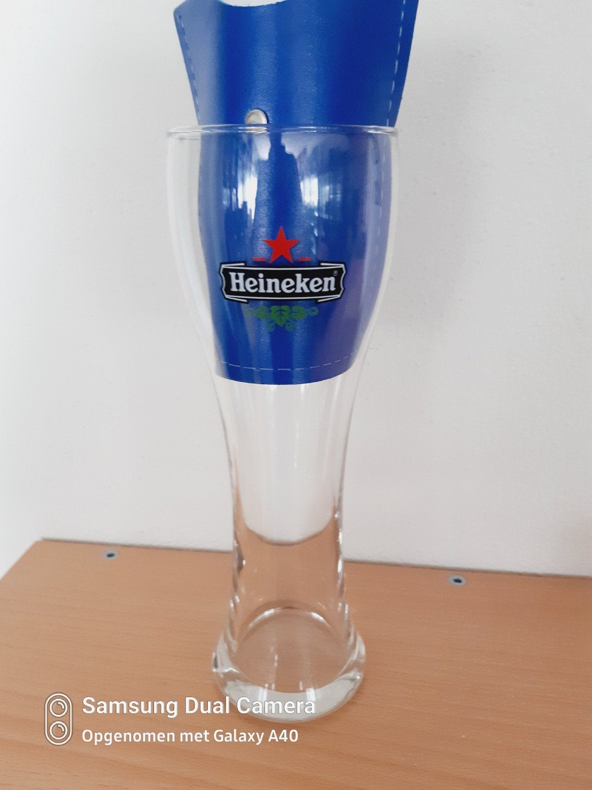 Mooie Heineken dubbel druk glas, Verzamelen, Biermerken, Ophalen of Verzenden, Zo goed als nieuw, Glas of Glazen, Heineken