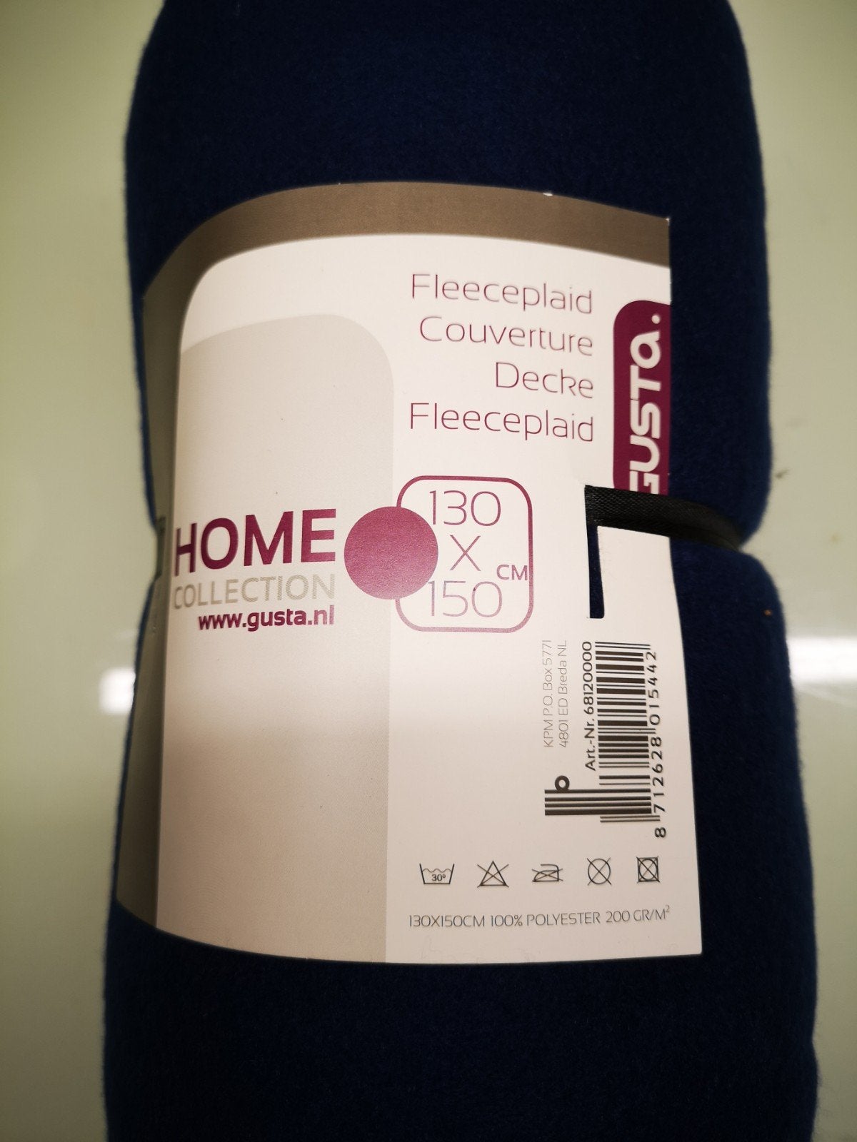 Gusta Home Collection Fleeceplaid - Donkerblauw 130x150 cm, Fleecedeken, Nieuw, Ophalen of Verzenden, Wasbaar