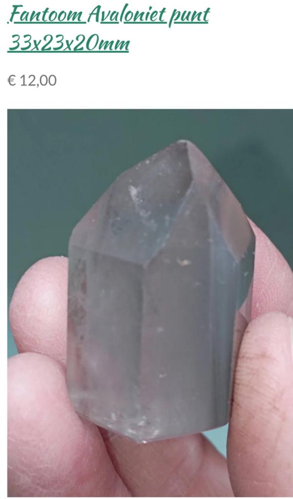 Fantoom avaloniet punt 33*23*20mm, Verzamelen, Mineralen en Fossielen, Ophalen of Verzenden