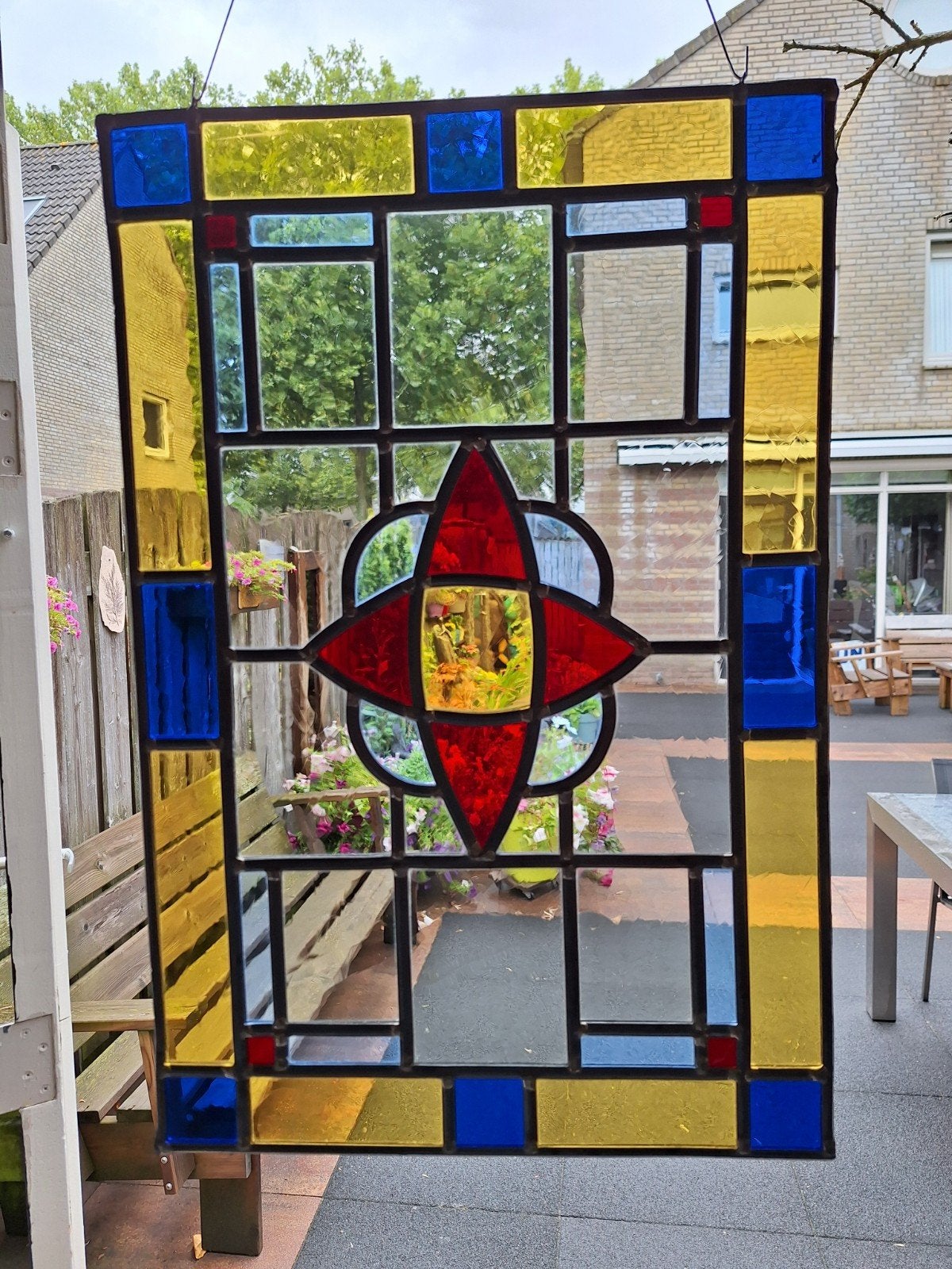 Glas in lood 60,5 x 40,5 cm, Ophalen of Verzenden, Minder dan 80 cm, Glas in lood, Minder dan 80 cm