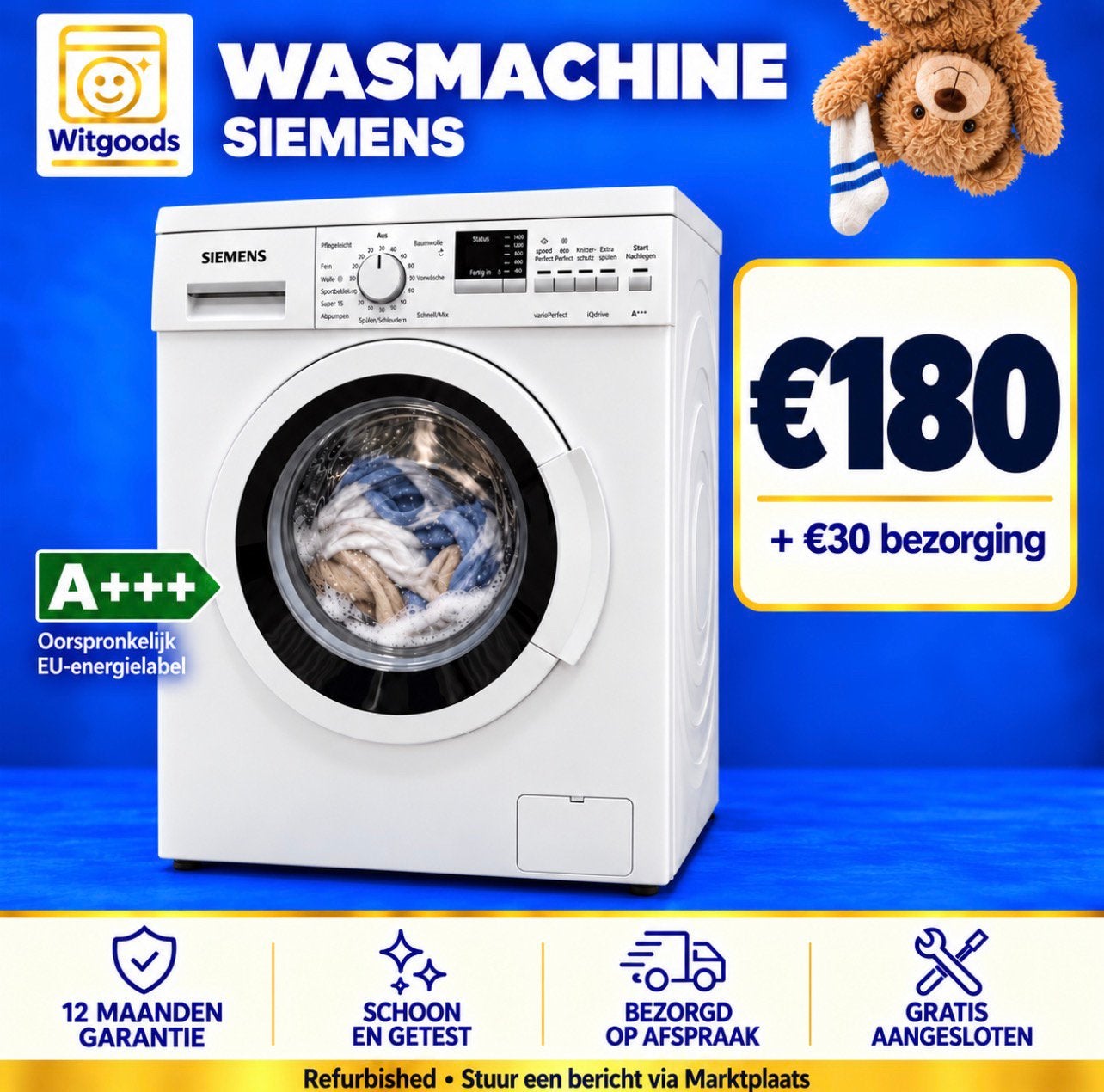 ✅ECO! SIEMENS Wasmachine 7KG A+++ | 12 maanden GARANTIE