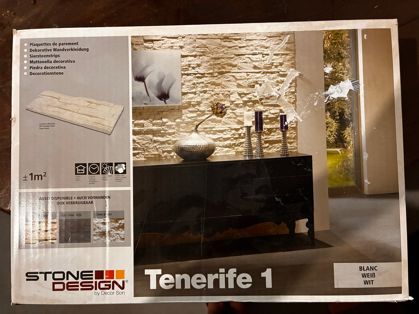 1 m² Steenstrips Stone Design Tenerife 1 Wit, Doe-het-zelf en Verbouw, Ophalen, Overige materialen, Wandtegels, Nieuw