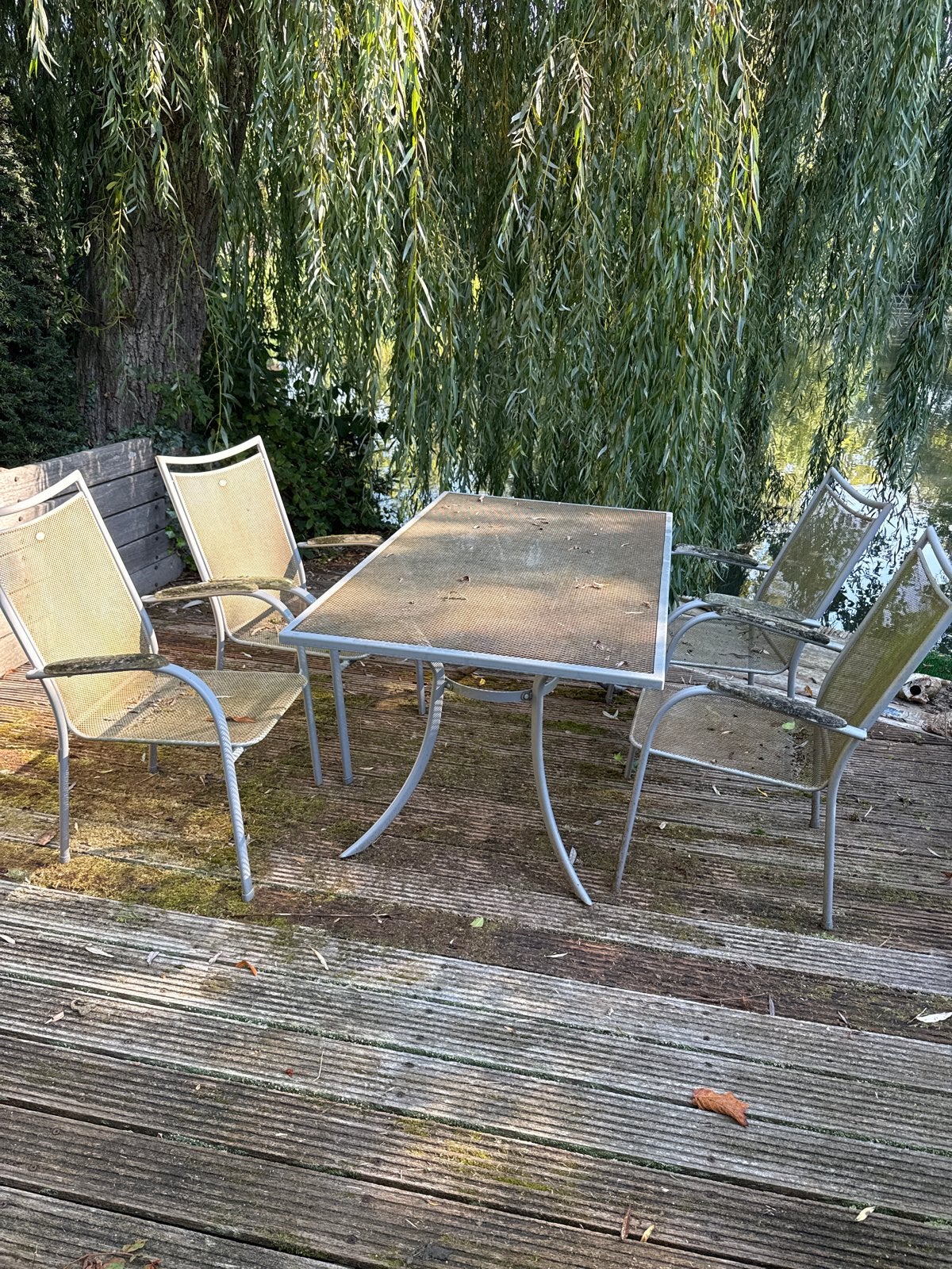 Tuinset: Tafel met 4 stoelen - Ophalen in Tiel, Ophalen, 4 zitplaatsen, Gebruikt, Eettafel