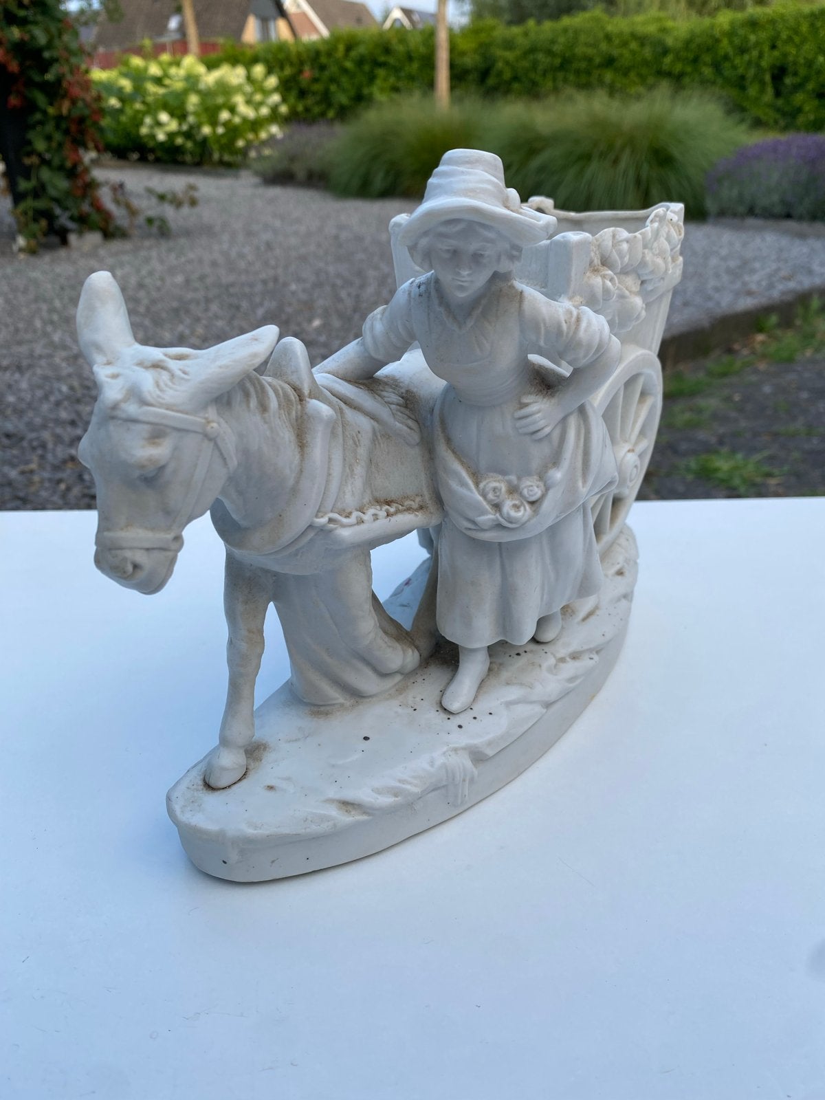 Antieke Ezel met Kar Beeld - Decoratief Keramiek, Ophalen