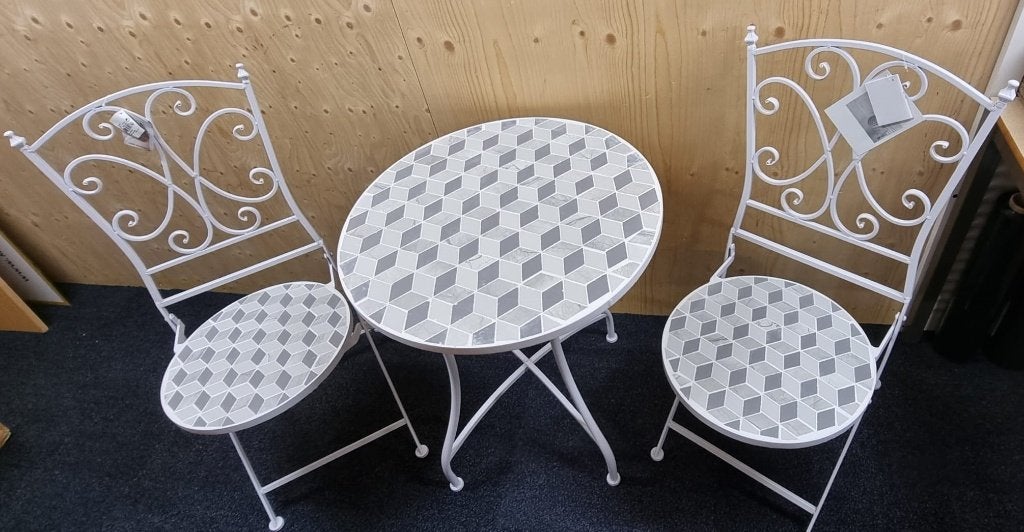 Romantisch Frans Bistroset Mozaïek Brocante Stijl - NIEUW, 2 zitplaatsen, Overige materialen, Bijzettafel, Nieuw