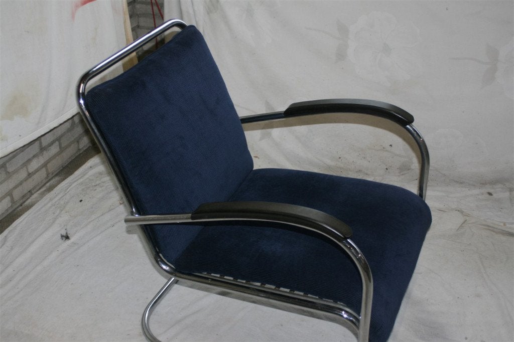 Vintage Paul Schuitema D3 Jaren '50 Fauteuil Blauw Corduroy, Huis en Inrichting, Fauteuils, Minder dan 75 cm, Zo goed als nieuw