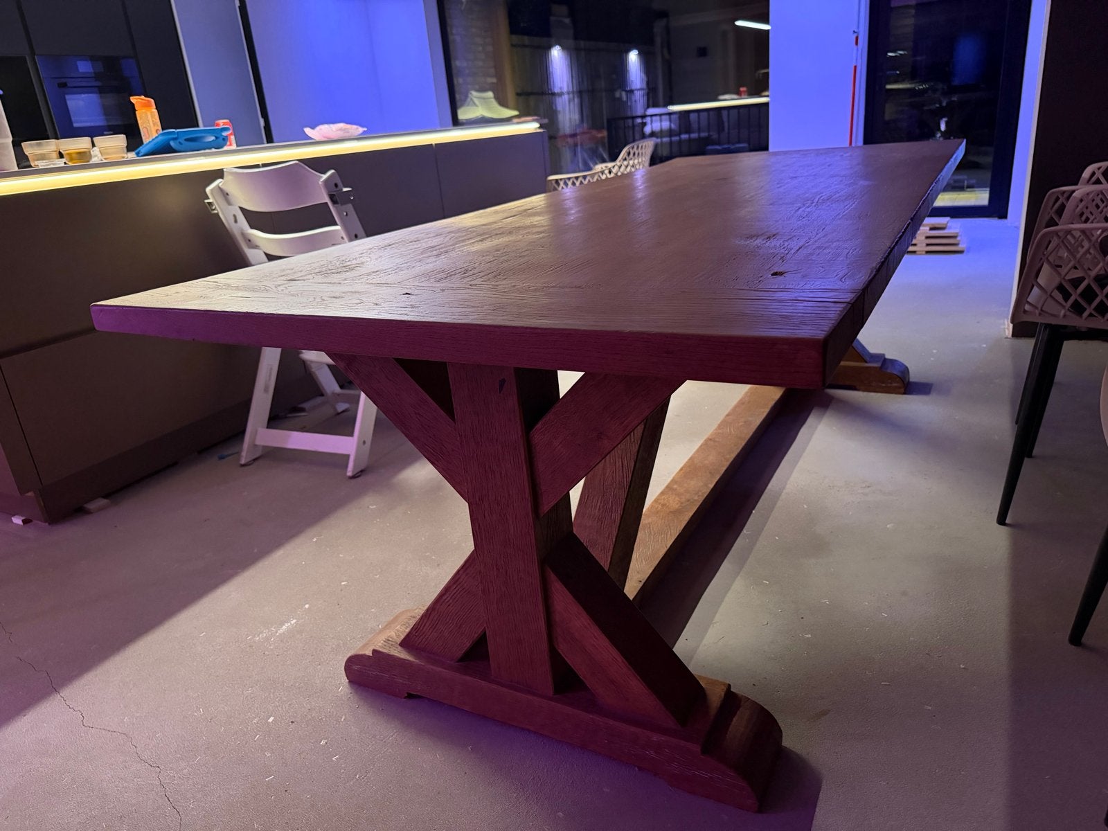 Massief eiken eettafel - Rofra Home, Ophalen, Gebruikt, Eikenhout, 200 cm of meer