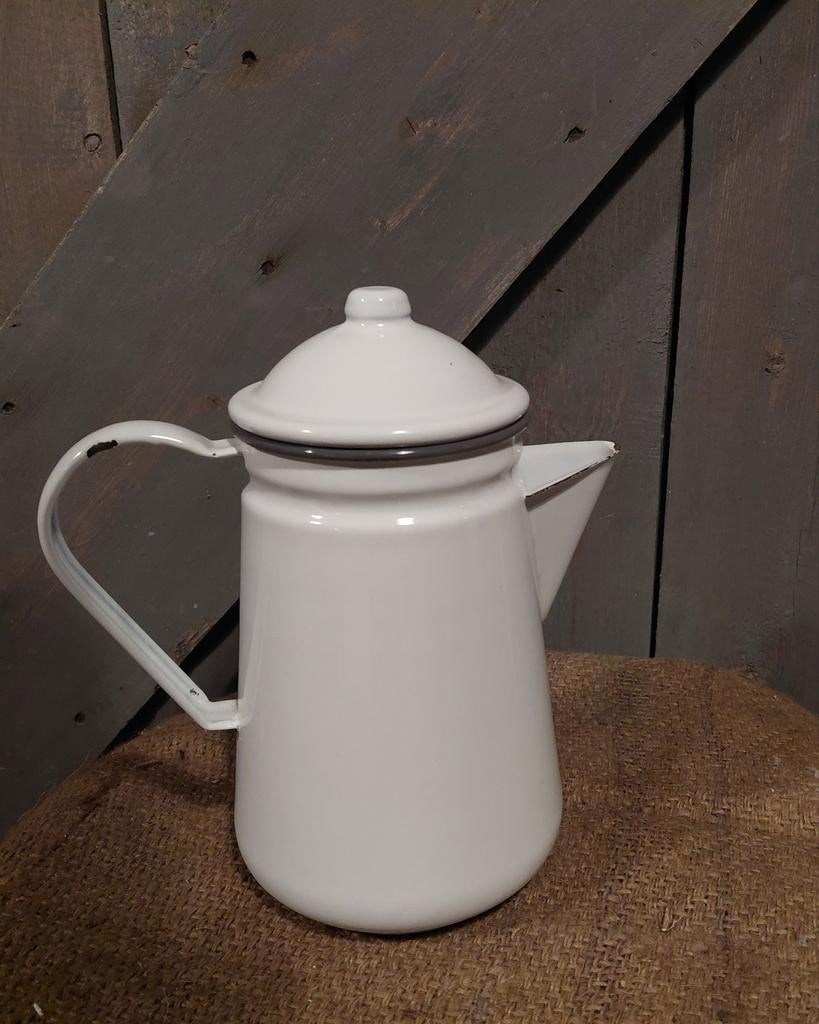 Witte emaille koffiekan, Ophalen of Verzenden