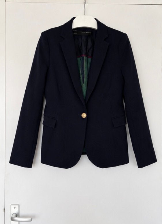 Zara Basic Navy Blazer met Gouden Knopen, Maat 38/40 (M), Blauw, Ophalen of Verzenden, Zo goed als nieuw