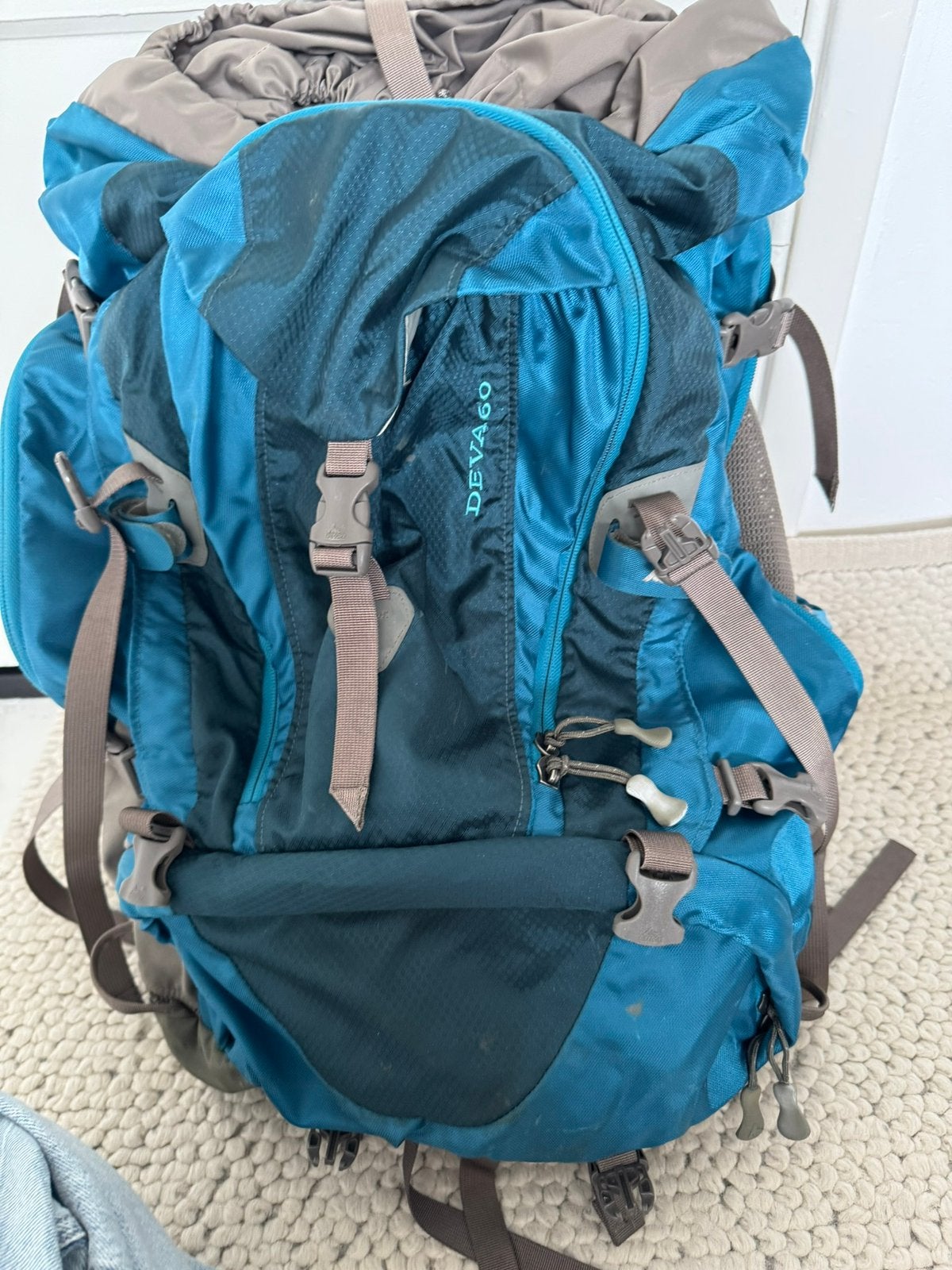 Gregory deva 60 backpack, Ophalen, Gebruikt, Blauw, 30 cm of meer