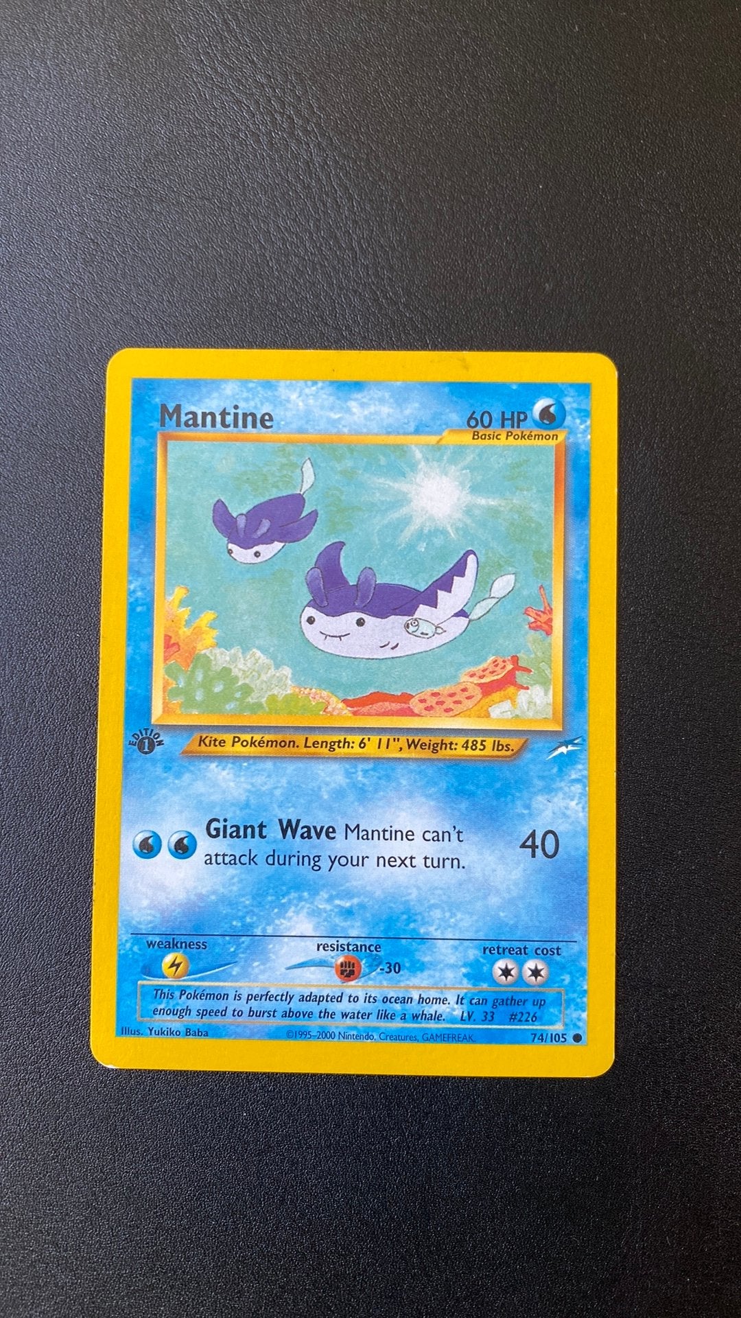 Pokemon mantine 74 1st edition neo destiny, Ophalen of Verzenden, Gebruikt, Losse kaart