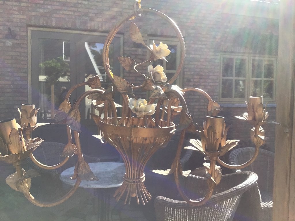 Franse kroonluchter met bloemen, Antiek en Kunst, Ophalen of Verzenden