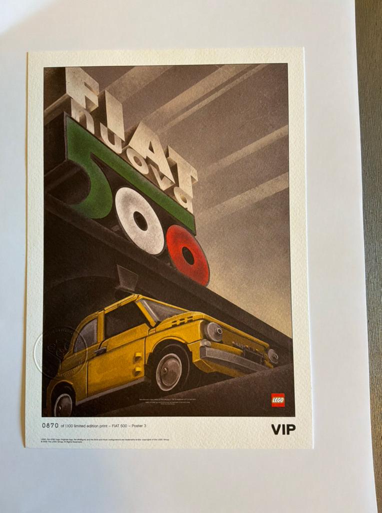 Lego Fiat 500 Limited Edition Print - VIP Poster 3, 5006305, Ophalen of Verzenden, Nieuw, Overige typen, Lego