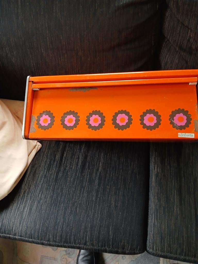 Vintage oranje broodtrommel, Ophalen of Verzenden, Huis en Inrichting