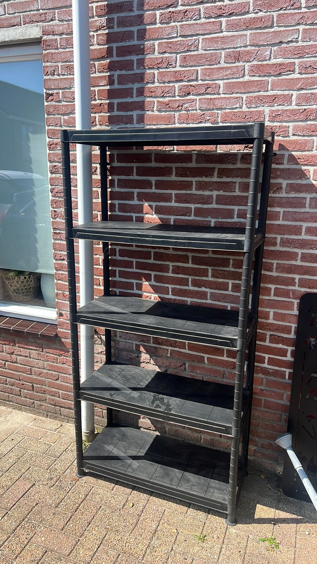 Stevige kunststof stellingkast met 5 planken, Ophalen, Gebruikt