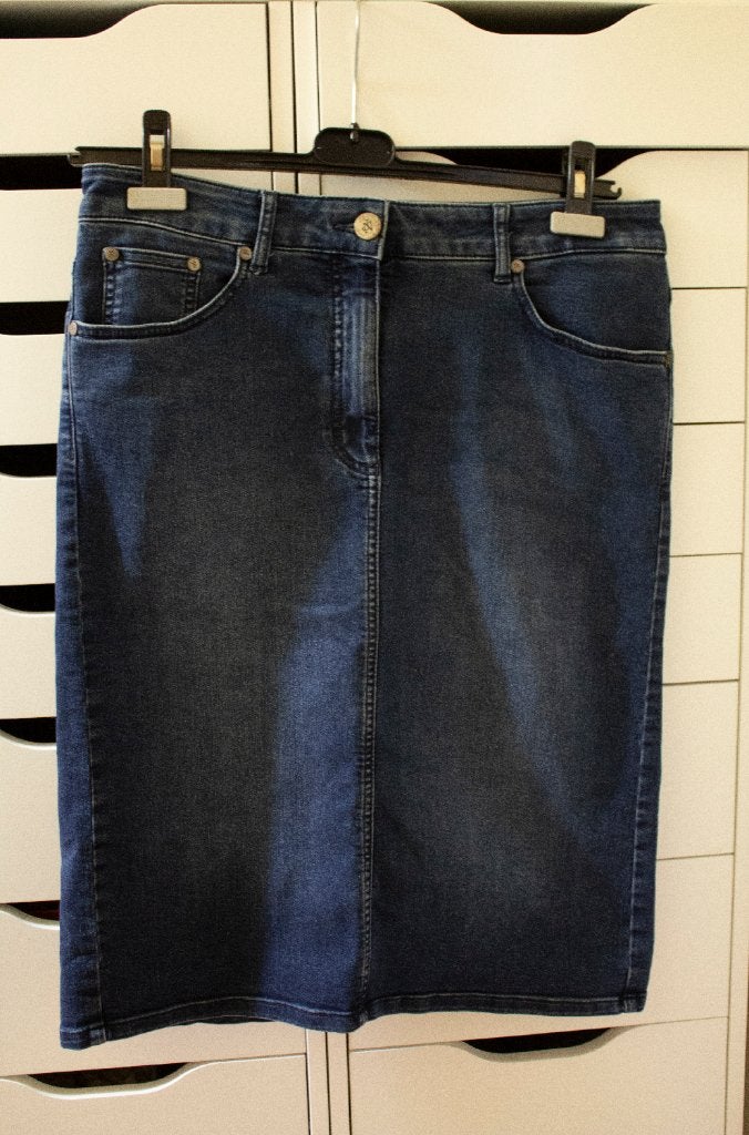 EU Maat 42 Nickjean Claudia Denim Blue wash, NickJean, Maat 42/44 (L), Zo goed als nieuw, Knielengte