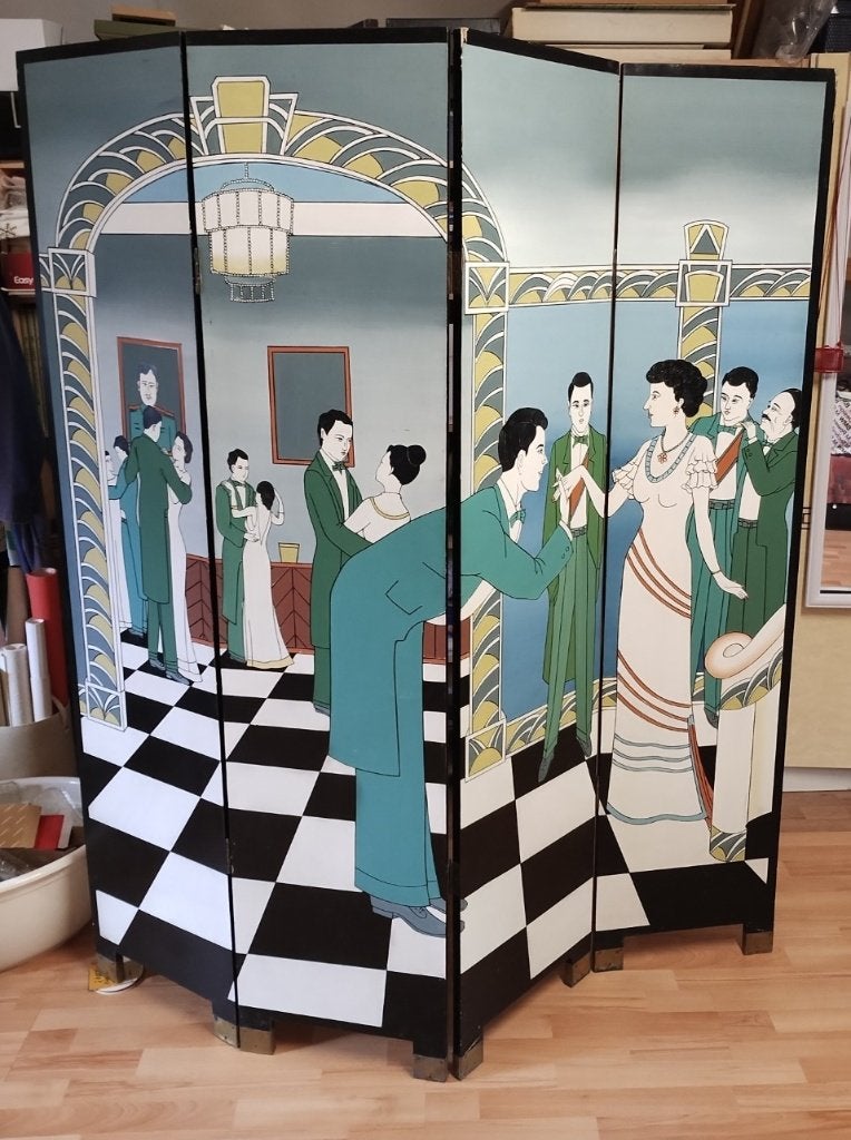 kamerscherm art deco, Ophalen, Gebruikt