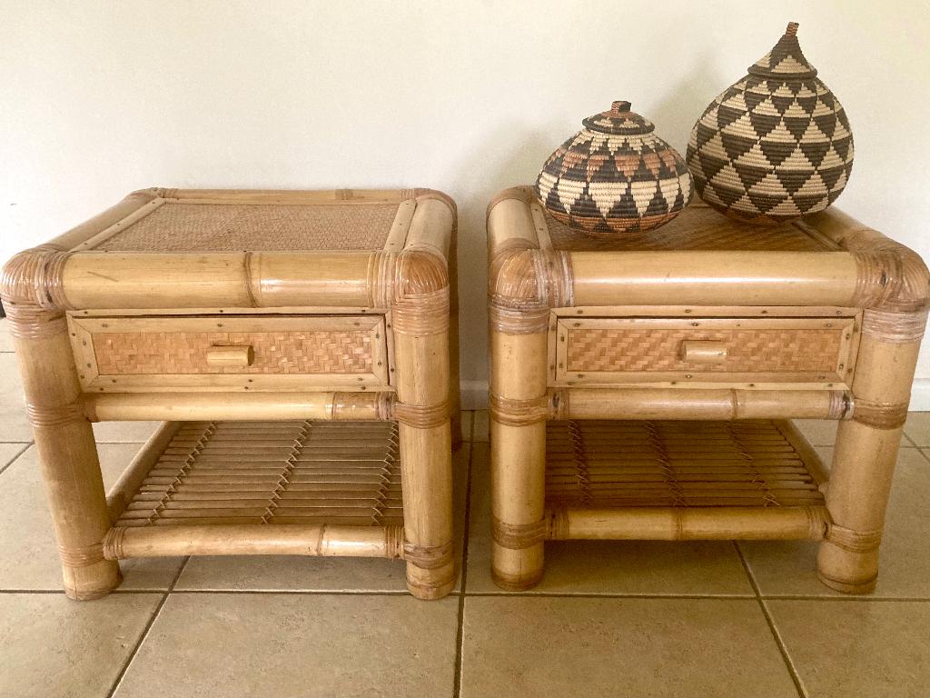 Bamboe retro nachtkastjes kastjes Boho Bohemian Ibiza stijl, Ophalen, N, N, N