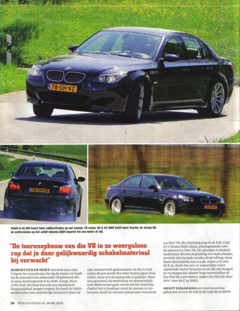 Autovisie vergelijkingstest BMW M5 en Mercedes E 63 AMG, Ophalen of Verzenden, Gelezen, BMW