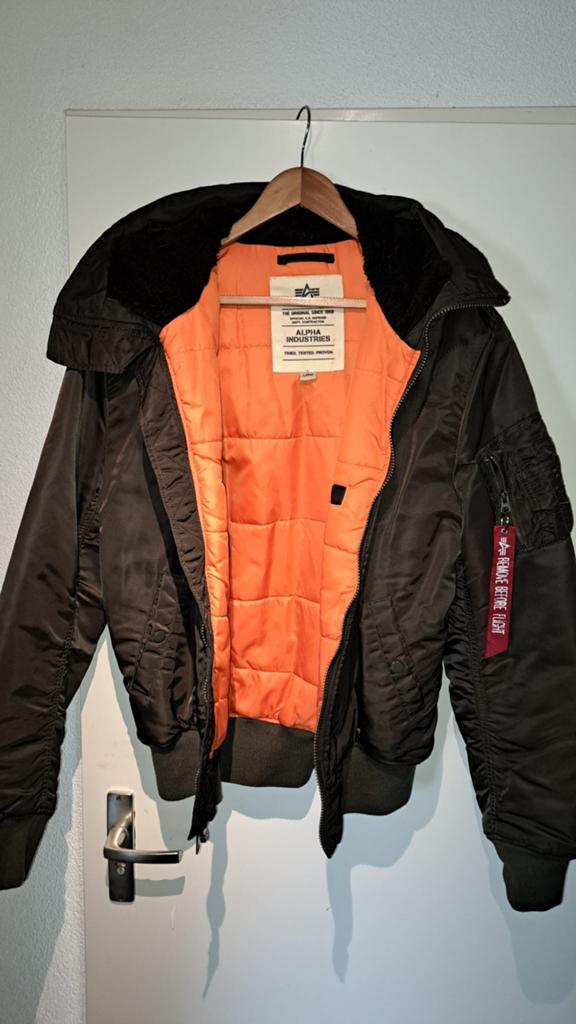 Alpha Industries MA-1 hooded bomberjack, Ophalen of Verzenden, Zo goed als nieuw, Maat 52/54 (L), Groen