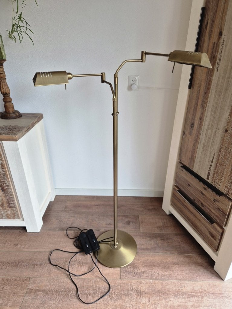 Dubbele Leeslamp - Vloerlamp - Notaris vloerlamp - Dimmer-*, Ophalen, Gebruikt, Overige fittingen, 150 tot 200 cm