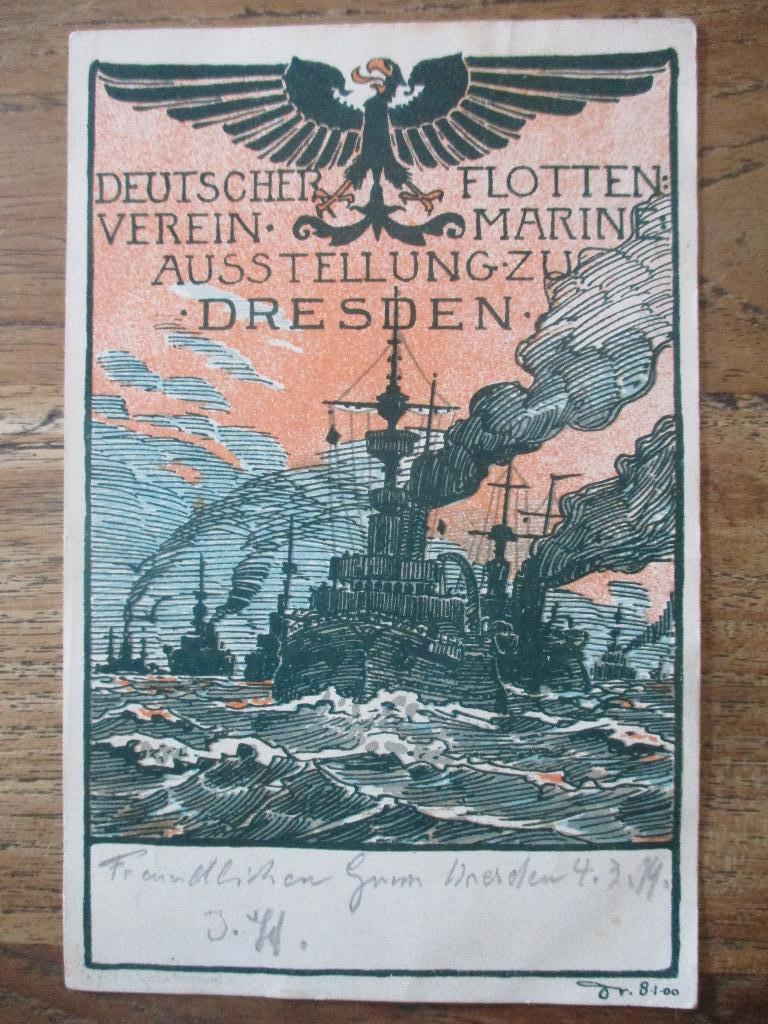 Postkaart Deutscher Flottenverein 1900, Verzamelen, Militaria | Algemeen, Verzenden, Marine, Duitsland, Foto of Poster