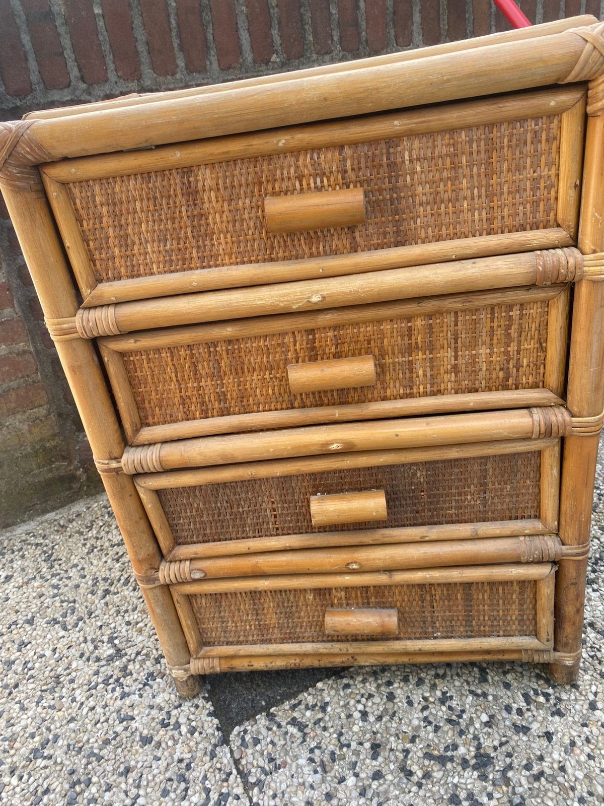 LEUK RIETEN KASTJE MET 4 SCHUIVEN, Huis en Inrichting, Kasten | Ladekasten, Ophalen, 1 of 2 laden, 50 tot 100 cm, Zo goed als nieuw