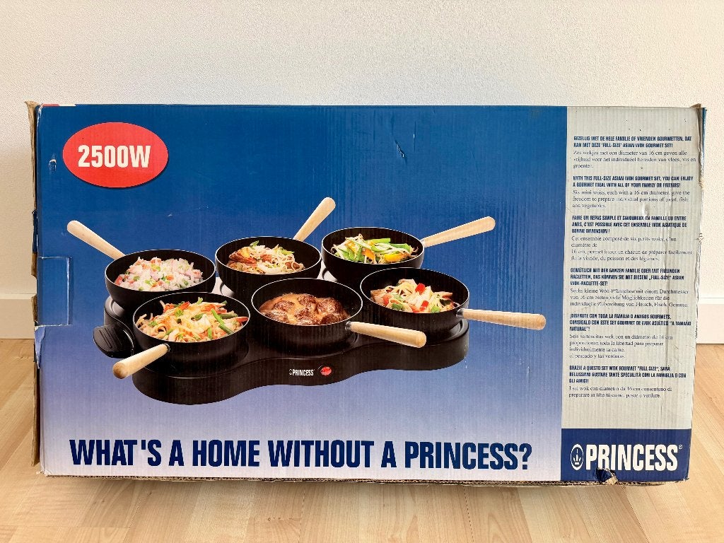 Princess Wok Gourmet Set (6 personen, 2500 Watt), Ophalen, Zo goed als nieuw, 4 t/m 7 personen