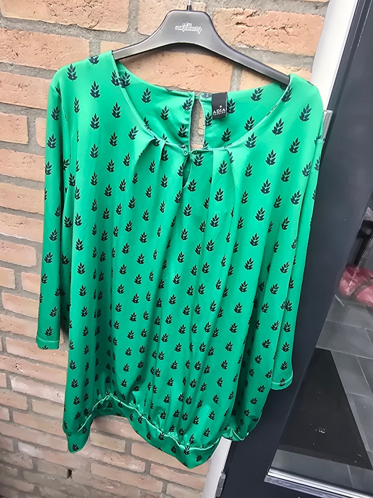 Adia Fashion Groene Tuniek met Bladprint maat 50/52, Kleding | Dames, Adia Fashion, Ophalen of Verzenden, Zo goed als nieuw, Groen