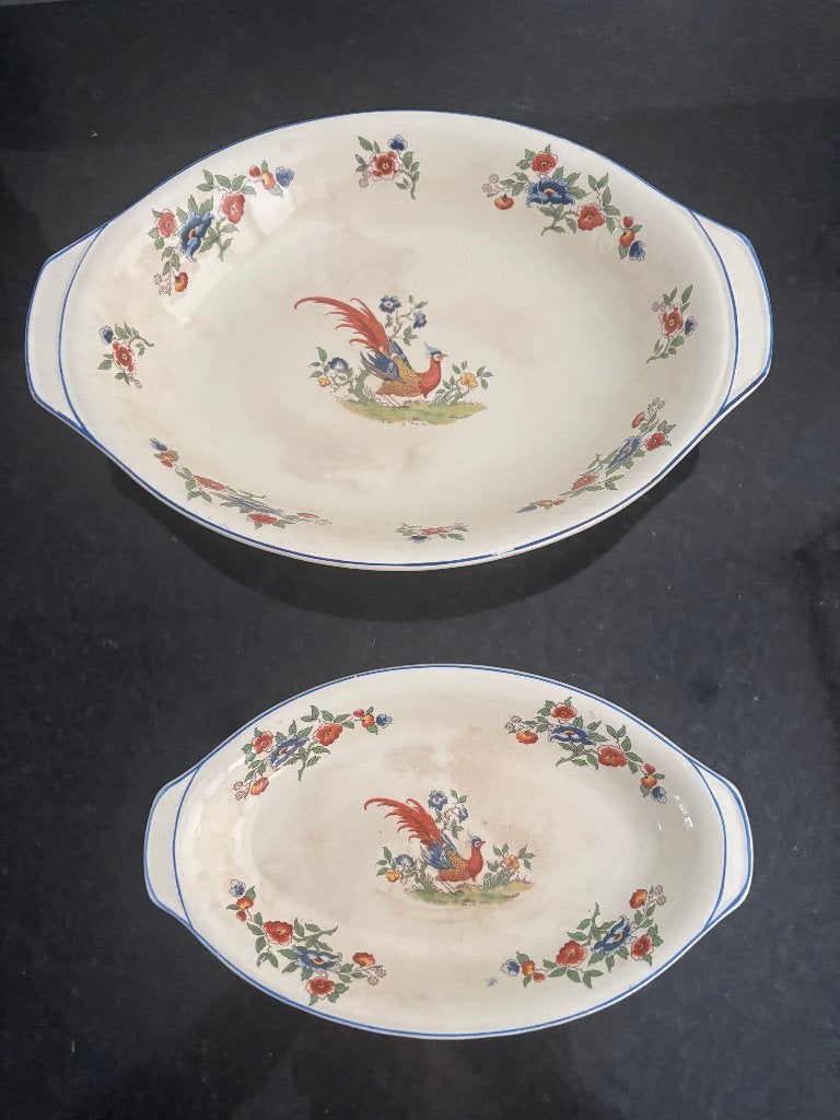 Art Deco schalen Bird of Paradise Newhall Hanley. Set van 2., Ophalen of Verzenden