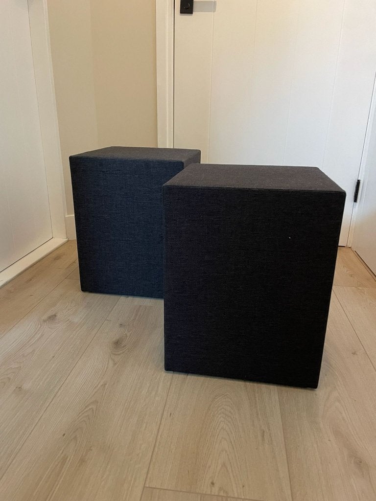 2x Stoffen Nachtkastje Antraciet, Huis en Inrichting, Ophalen, Overige materialen, Minder dan 45 cm, Zo goed als nieuw