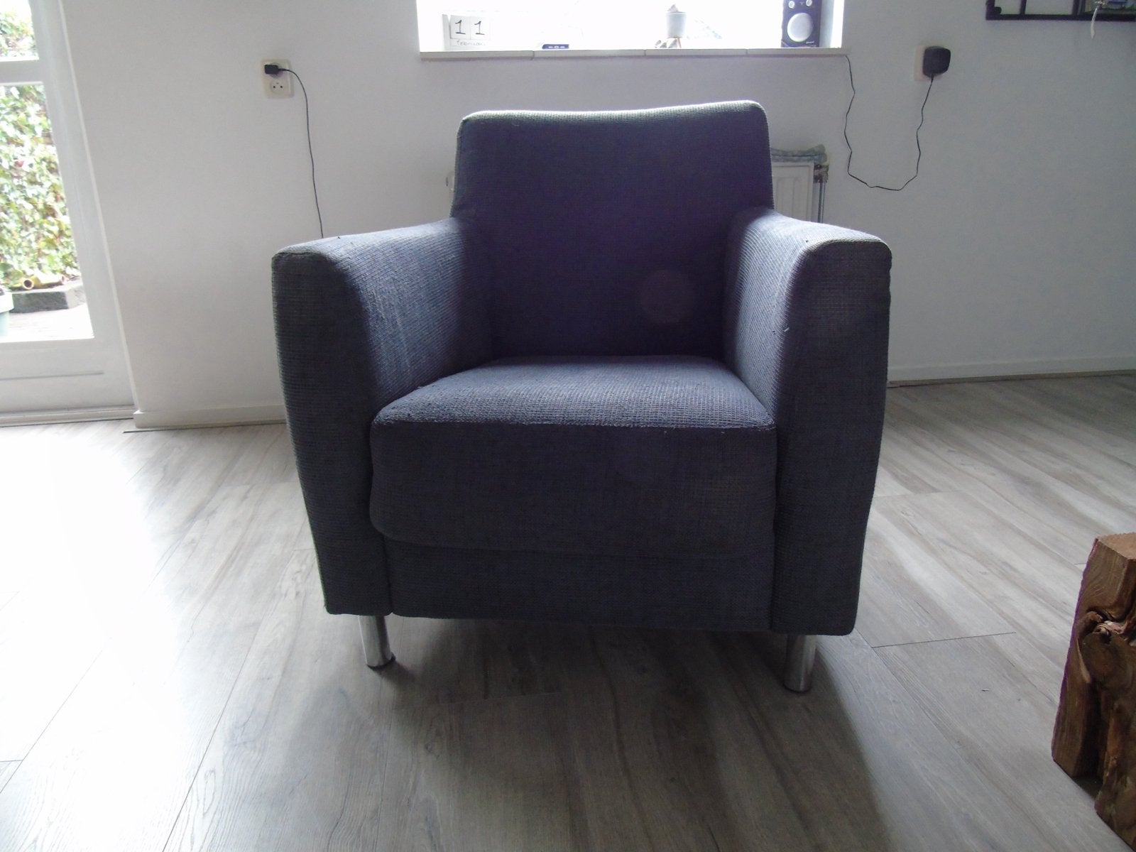 Grijze fauteuil - Gebruikt maar zit nog prima!, Ophalen, Gebruikt, Stof