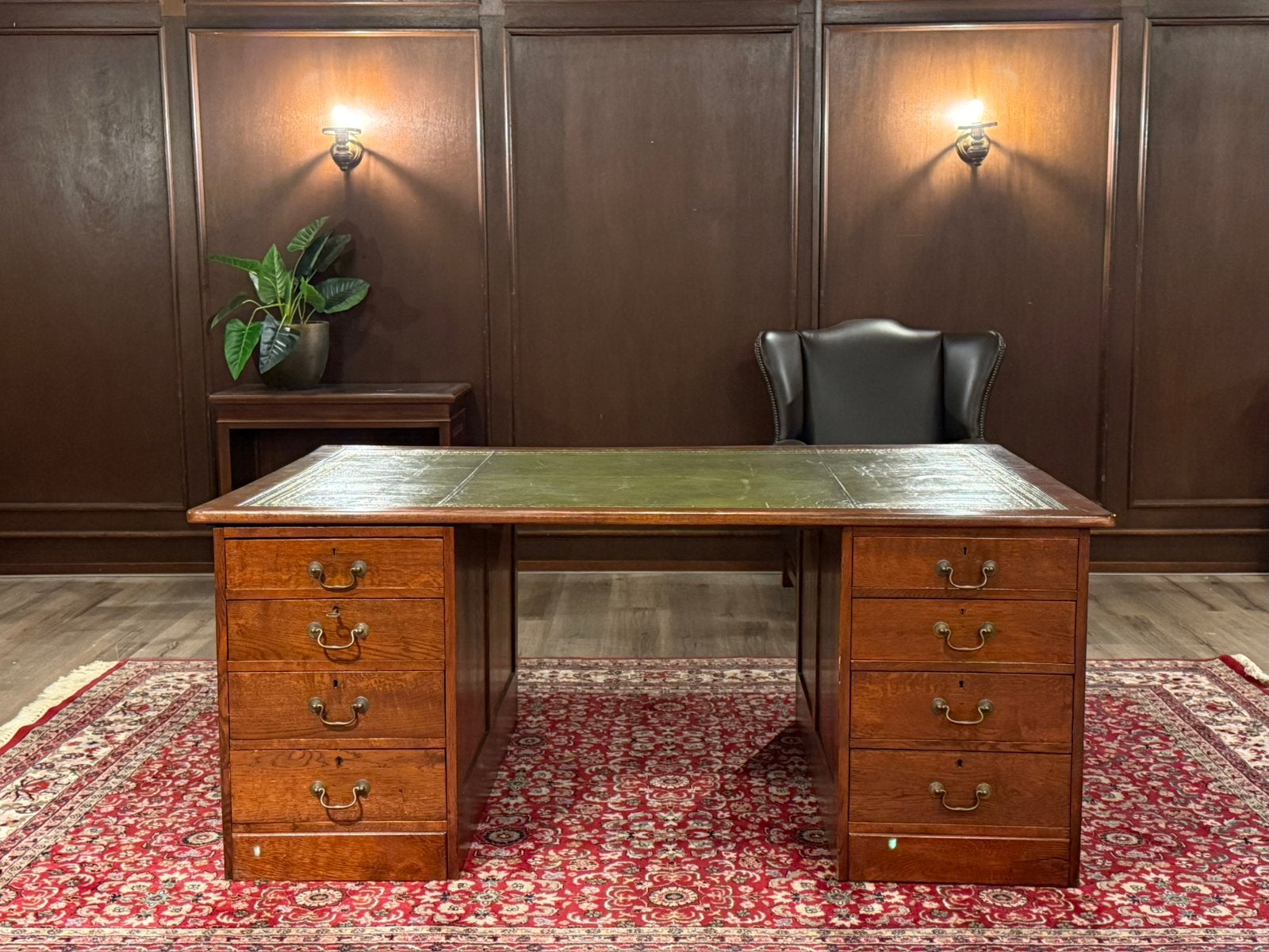 Klassiek Engels bureau (partnerdesk) #670, Met lades, Hout, 180 cm, Ophalen of Verzenden