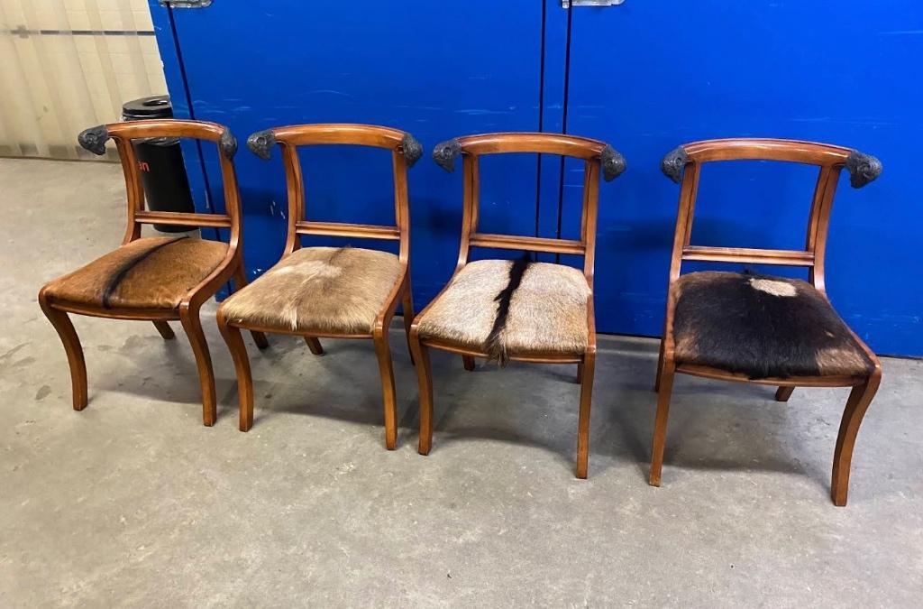 Empire style ramskop eetkamer stoelen, Huis en Inrichting, Stoelen, Gebruikt, Bruin, Ophalen of Verzenden, Empire stijl