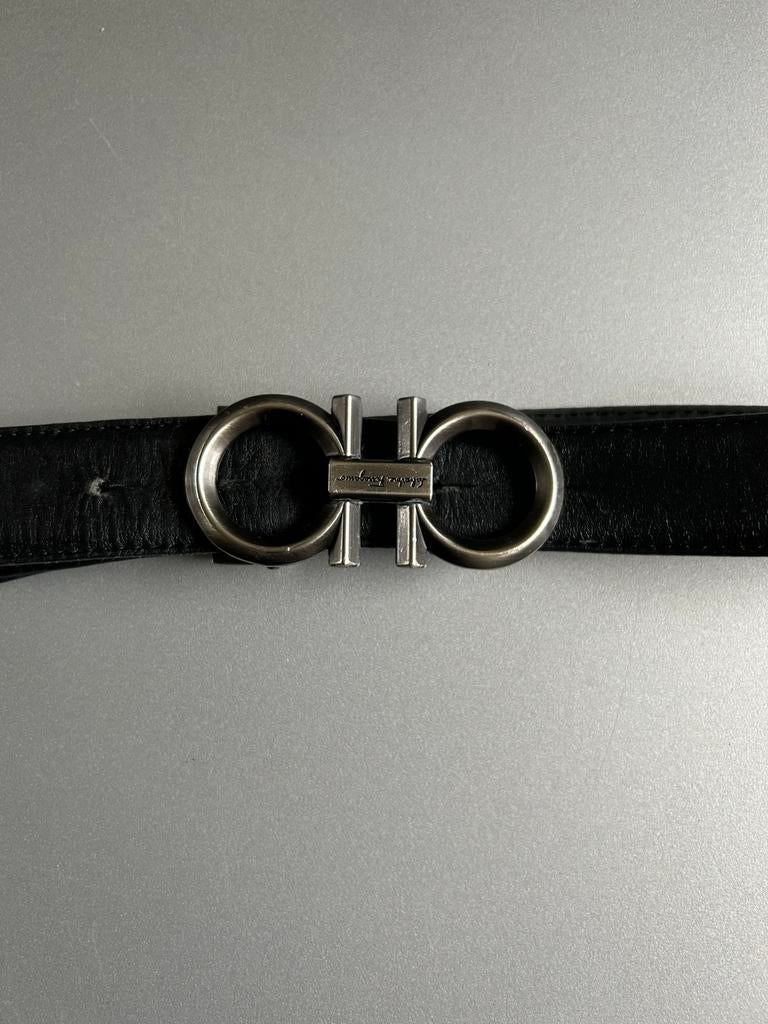 Zwarte leren riem van Salvatore Ferragamo 115 cm, Ophalen of Verzenden, Zo goed als nieuw, Zwart
