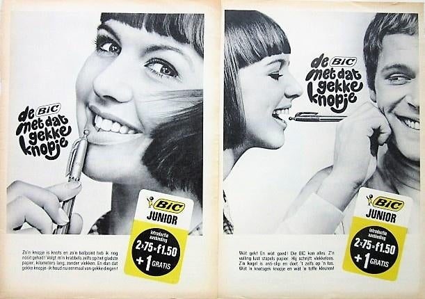 16 vintage advertenties reclames BIC pennen 59-81 ballpoint, Ophalen of Verzenden, Gebruikt, Overige typen