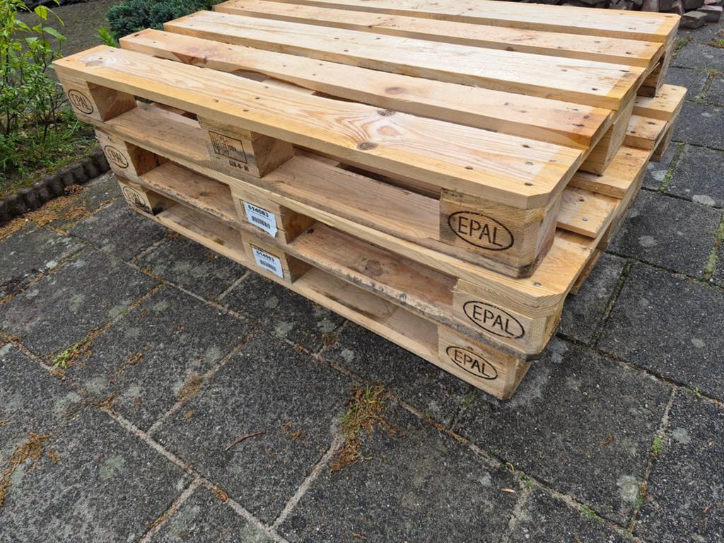 Europallets 3x, Doe-het-zelf en Verbouw, Hout en Planken, Ophalen, Minder dan 25 mm, Nieuw, Pallet