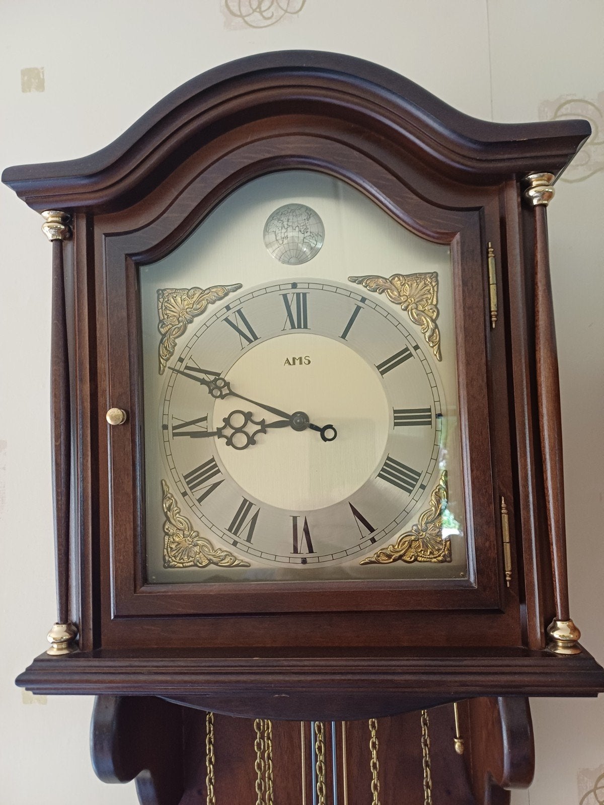 Prachtige AMS Wandklok met Slinger en Gewichten, Antiek en Kunst, Ophalen of Verzenden