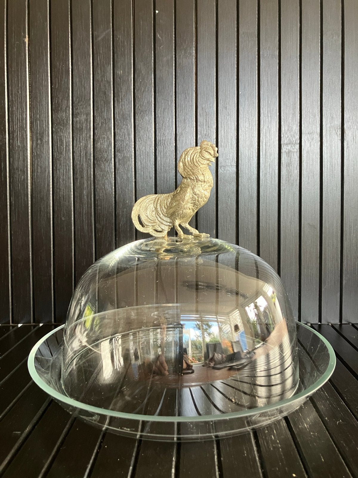 Glazen stolp met haan decoratie, Ophalen of Verzenden
