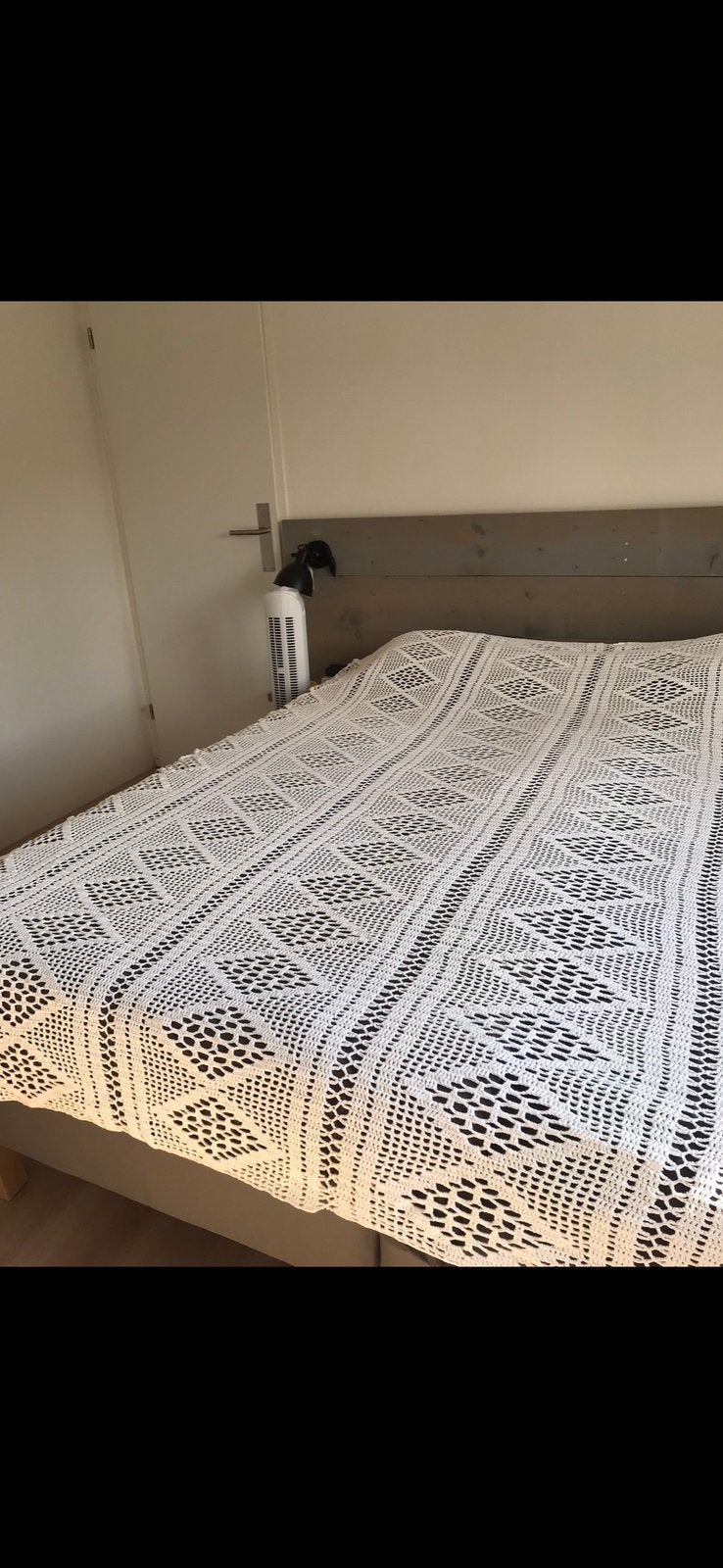 Mooi gehaakt beddensprei gebroken wit handgemaakt, 90 cm, Eenpersoons, Wit, Ophalen of Verzenden