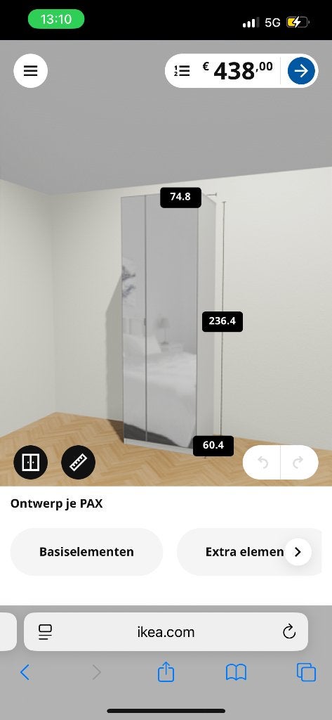 IKEA pax kast met spiegel deur, Ophalen, 200 cm of meer, Met klep(pen), 50 tot 100 cm