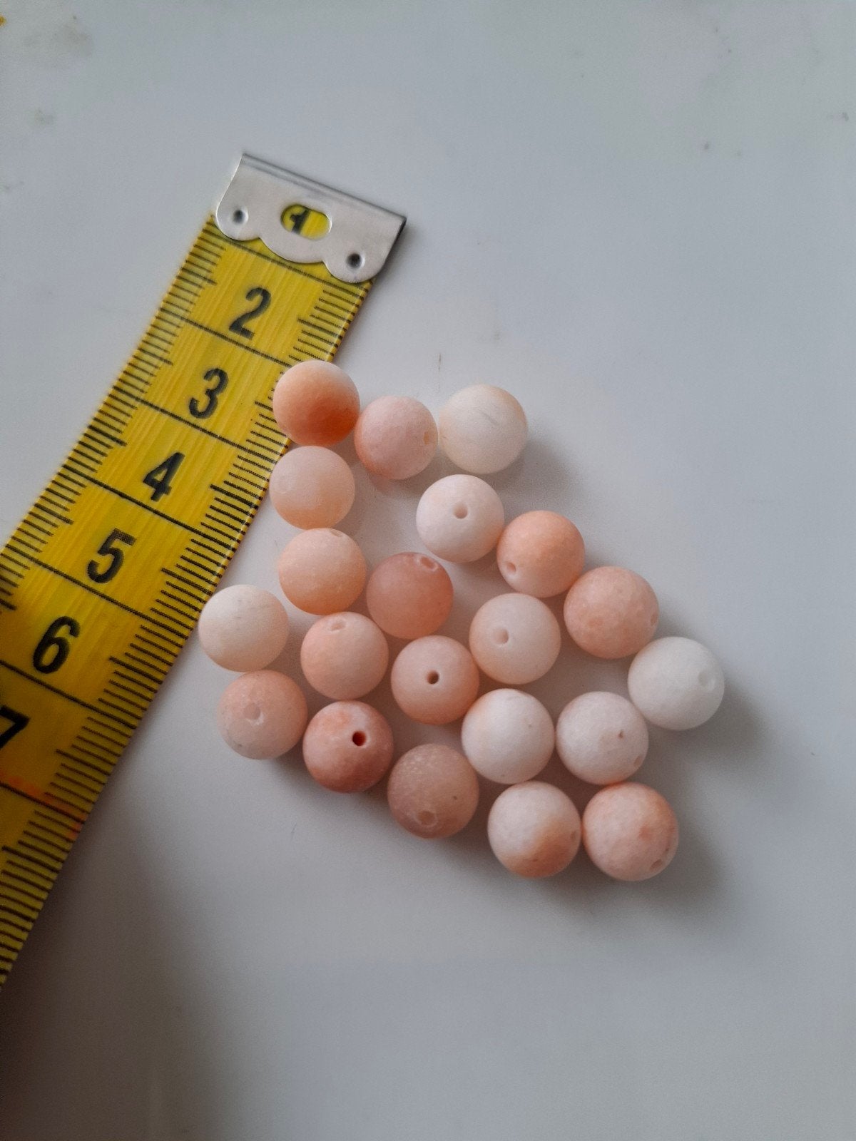 21 stuks 8 mm natuursteen kralen wit roze edelsteen, Kraal, -, -, Nieuw