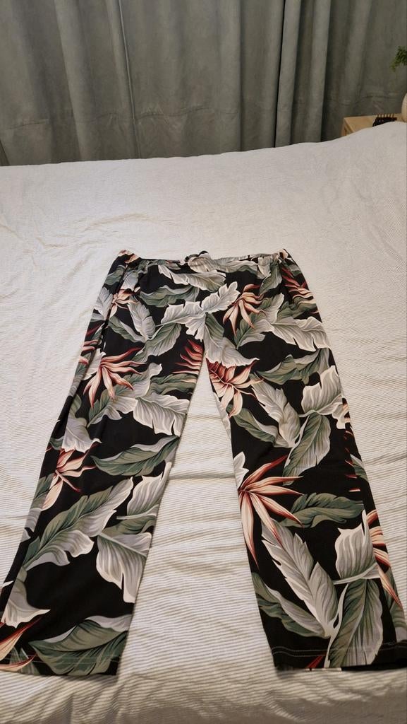 Norah Luchtige Broek met Tropische Print, Zwart, Maat 46/48 (XL) of groter, Ophalen of Verzenden, Norah